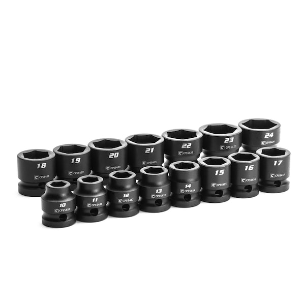 1/2" Drive Impact Socket Set, 15 pcs
